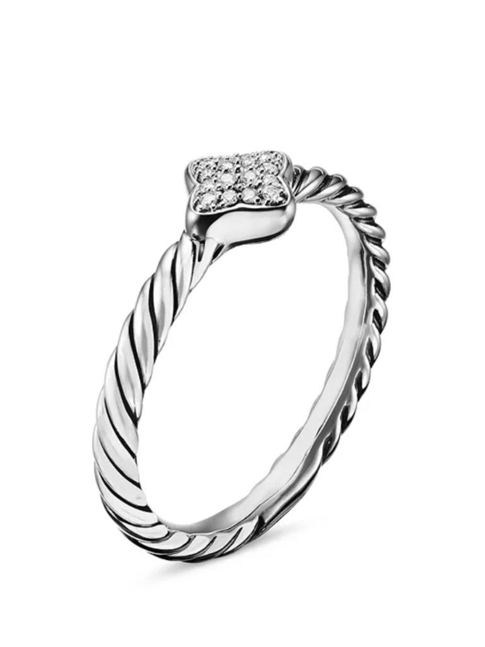 David Yurman Quatrefoil® Ring with Diamonds, Size 7